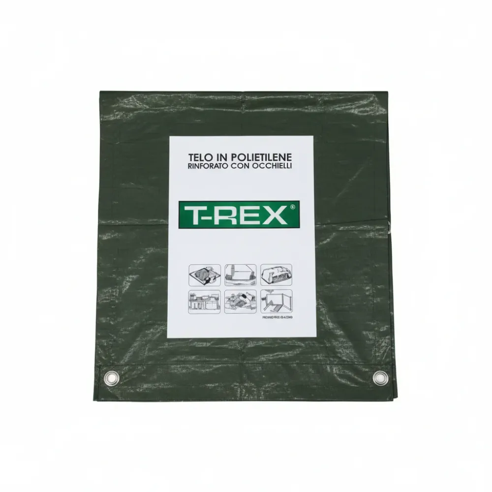 Telo Occhiellato Bordato Con Angoli Rinforzati 150 Gr. Medio Mt.6X10 Gr.150 Al Mq. Colore Verde/Blu Trex