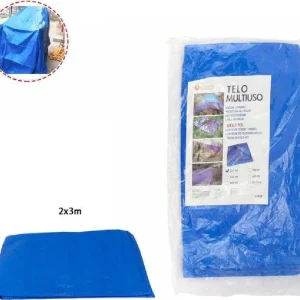Telo Telone Copertura Impermeabile Blu Multiuso Antistrappo Misura 2x3 Mt 69436
