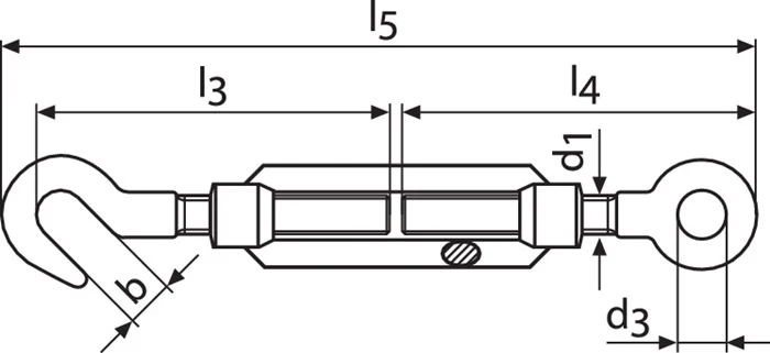 Tenditore DIN 1480 ( 1000120412 ) M12 Lunghezza 238 - 318 mm zincato