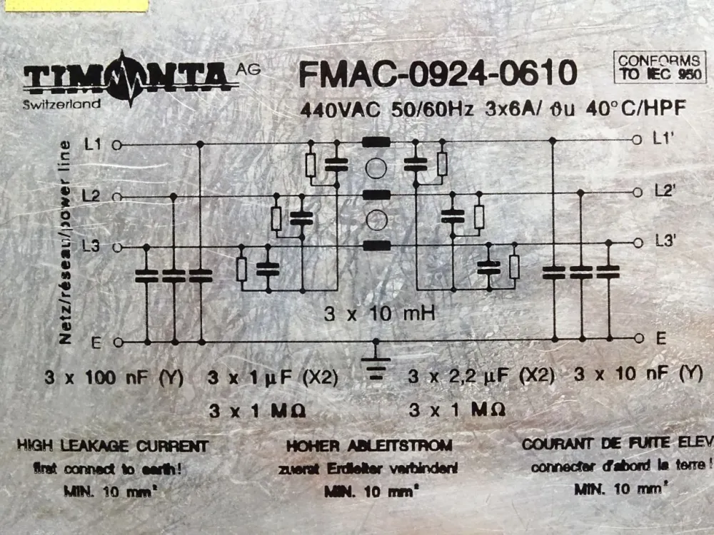 Timonta FMAC-0924-0610 Power Line Filter