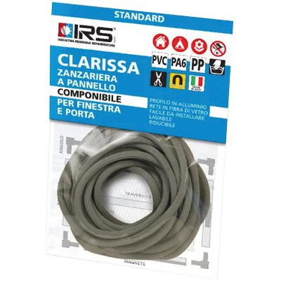 Tondino Fissa Zanzariera Clarissa Irs Gomma Grigia Mt 5