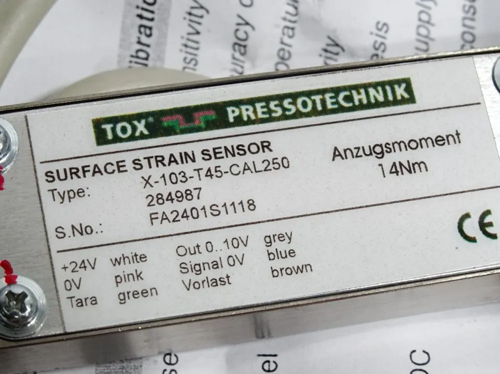 Tox Pressotechnik Surface Strain Sensor X-103-T45-CAL250 284987 / Neu