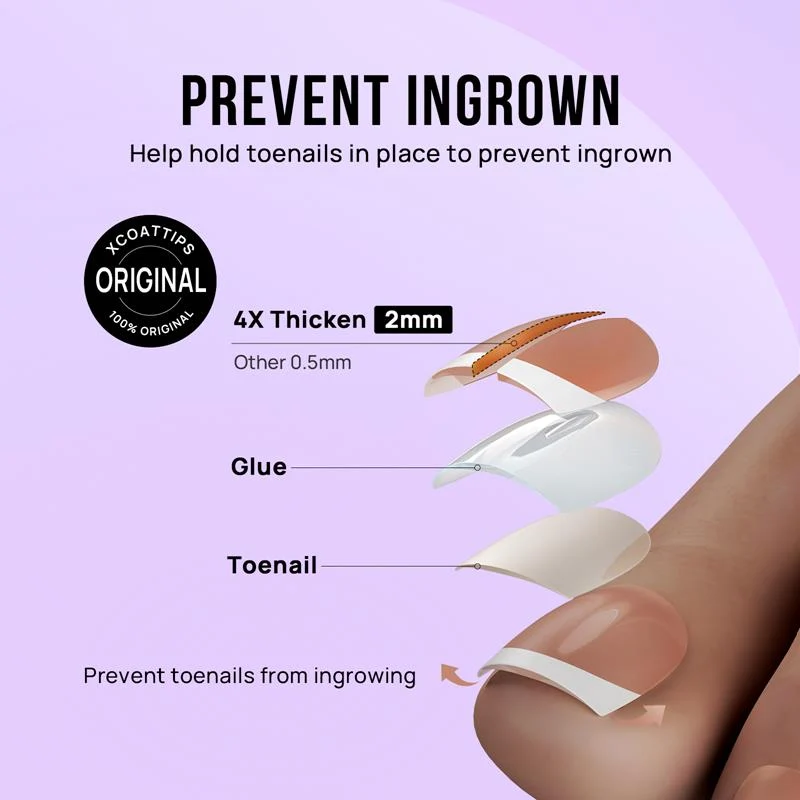 Unghie dei Piedi Bianco French Hope Corta Squoval - Press On
