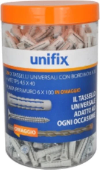 UNIFIX - TASSELLI UNIVERSALI CON VITE TESTA PIANA SVASATA POZIDRIV E PUNTA SUPRA 8X40MM 125PZ