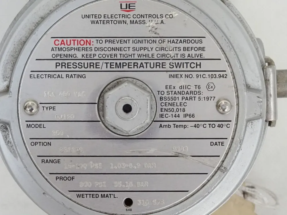UE United Electric Pressure Switch QJ120 15A 480VAC