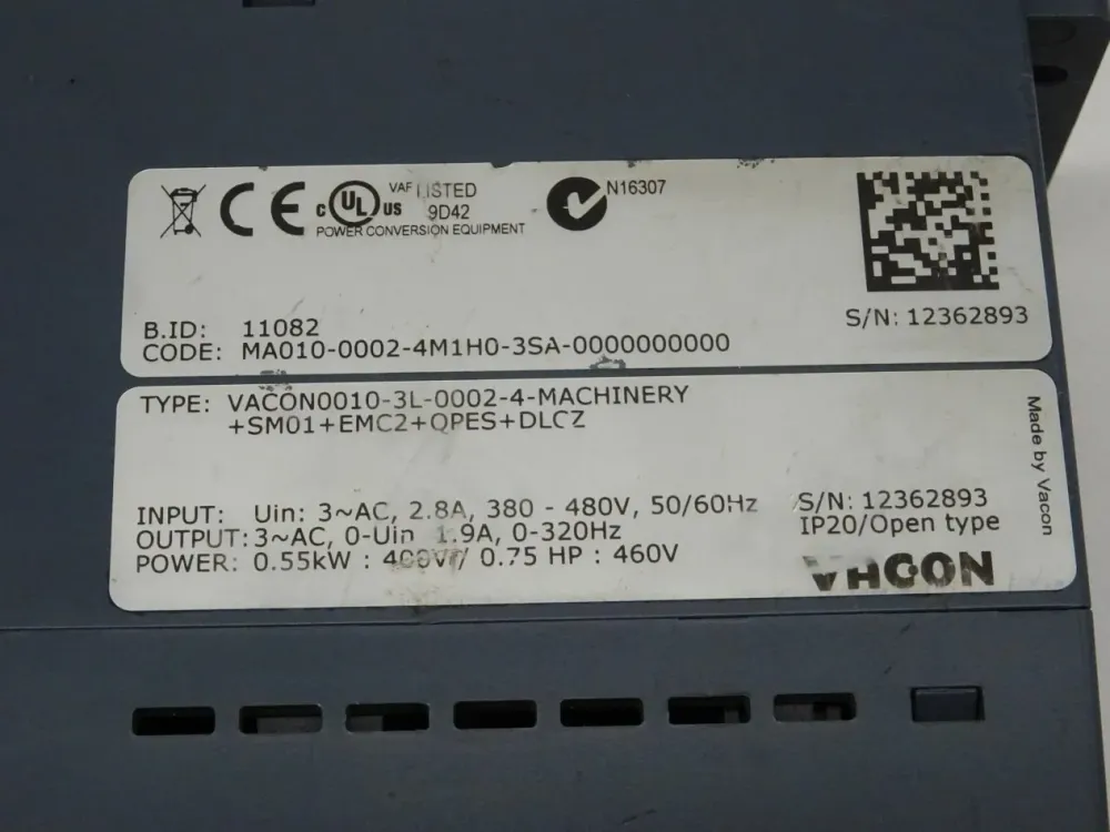 Vacon Vacon 0010-3L-0002-4 / MA010-0002-4M1H0-3SA-0000000000 / 0,55kW