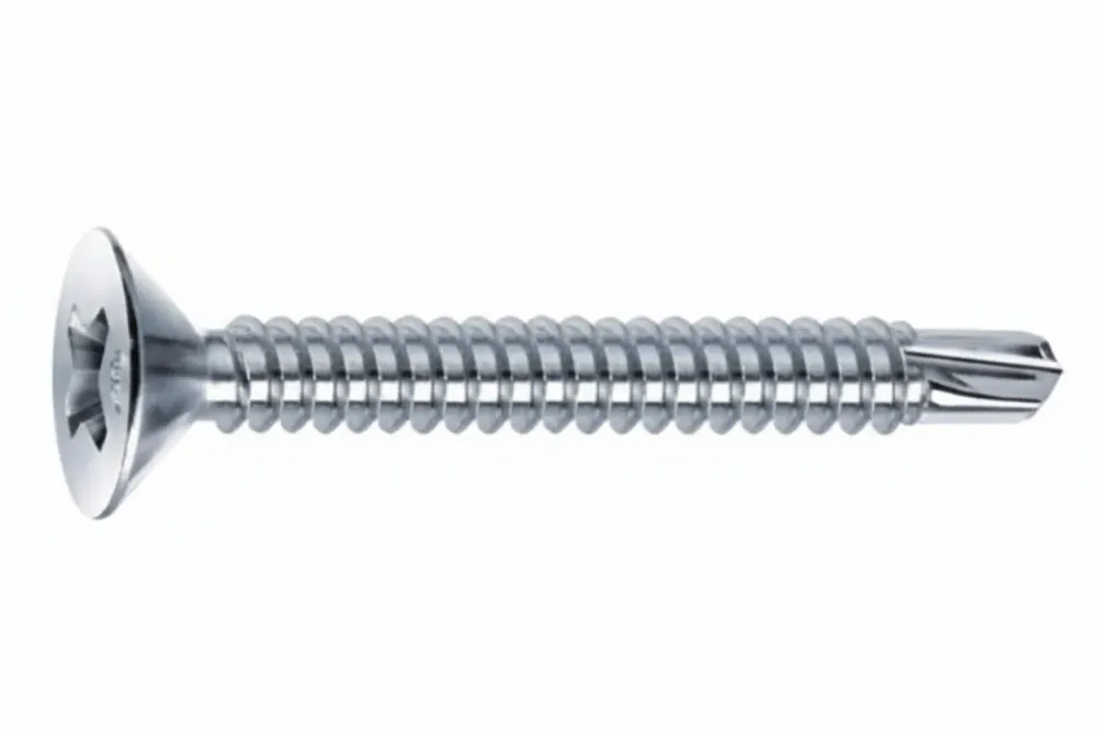 Viti Autoperforanti Testa Svasata Piana Acciaio Zincato Bianco- - Ø Mm.3,9X32 - 500 Pezzi Mustad