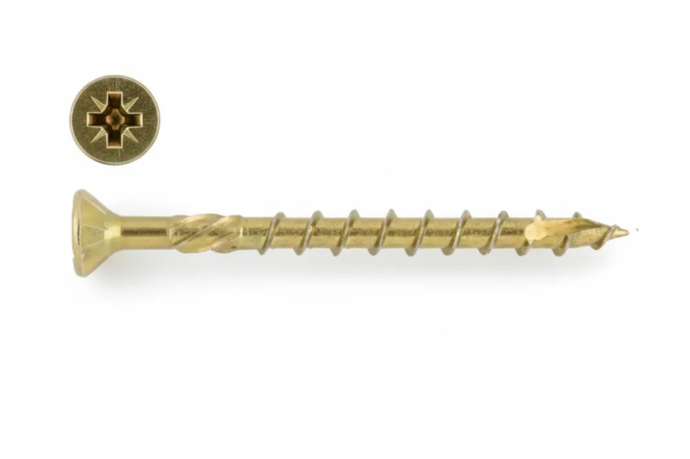 Viti Per Truciolare Testa Svasata Torx Acciaio Zincato Giallo- - Ø Mm.4X40 Filetto Mm.30 - Torx T20 - 500 Pezzi Ambrovit