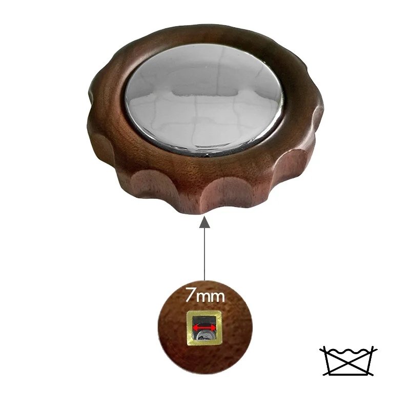 VOLANTINO RUBINETTO NOCE CON TAPPO OTTONE CROMATO QUADRO 7X7 - ADATTABILE FAEMA E61 LEGEND