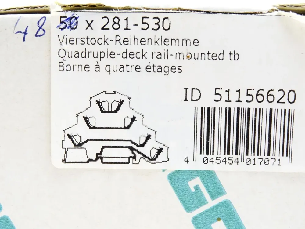 Wago Vierstock-Reihenklemme 281-530 / Inhalt : 48 Stück / Neu OVP