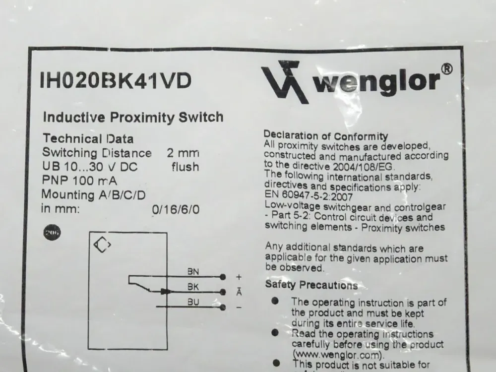 Wenglor IH020BK41VD Inductive Proximity Switch NEU-OVP versiegelt