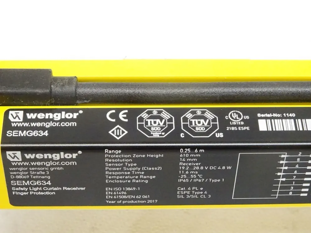 Wenglor SEMG634 / Safety Light Curtain Receiver / Neu