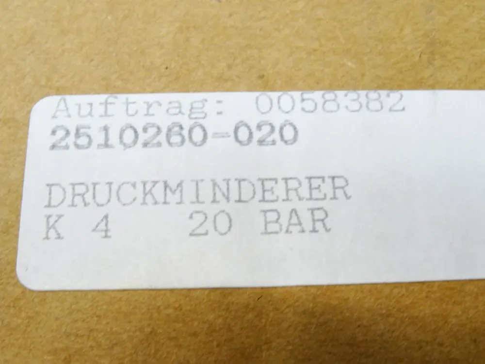 Zinser Kohlendioxyd Druckmiderer 20bar 2510260-020 Argon / Neu OVP versiegelt