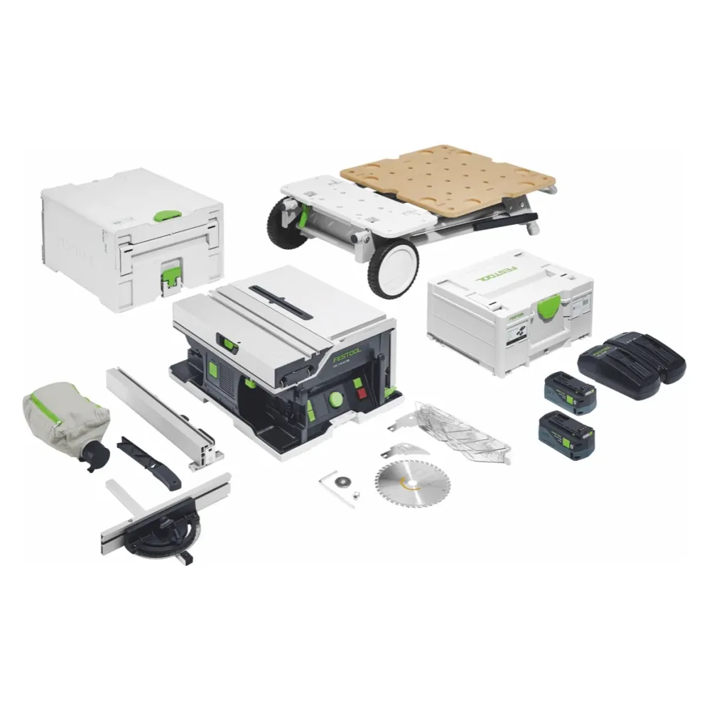 Festool CSC SYS 50 EBI-Set sega circolare batteria 36 V ( 2x 18 V ) ( 577379 ) 168 mm brushless + base + 2x batteria 5,0 A...