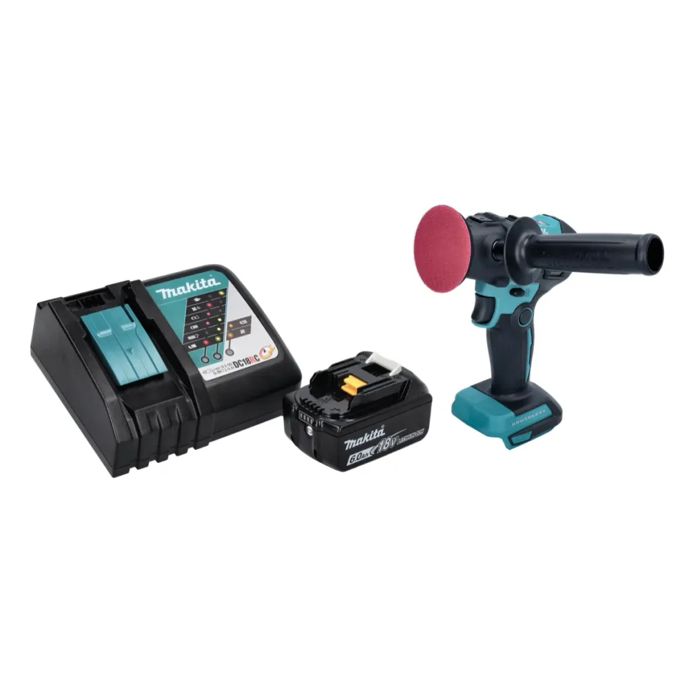 Makita DPV300RG1 Lucidatrice batteria da 18 V - 50 / 80 mm - Senza spazzole + 1 batteria da 6,0 Ah + caricabatteria