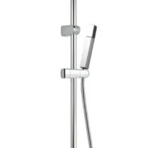 Asta Doccia Con Saliscendi Ottone Cromato 60cm E Doccetta Moderna - W639E