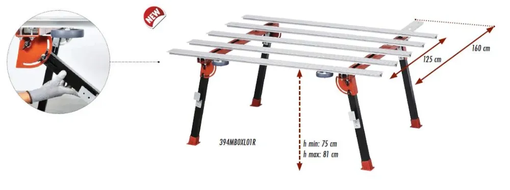 Raimondi - Banco da lavoro BIGFOOT XL larghezza cm.125 + estensione cod.394MB0XL01R