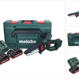 Metabo MS 18 LTX 15 sega da potatura batteria 18 V 15 cm 5 m/s + 2x batteria 4,0 Ah + caricatore + metaBOX