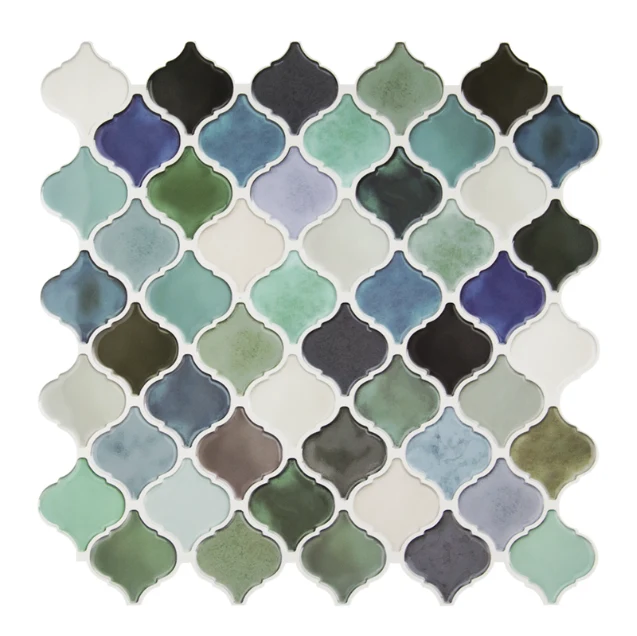 Biscotto per Lamiera Green and Blue Arabesque Peel and Stick Tile Backsplash - Thicker Design
