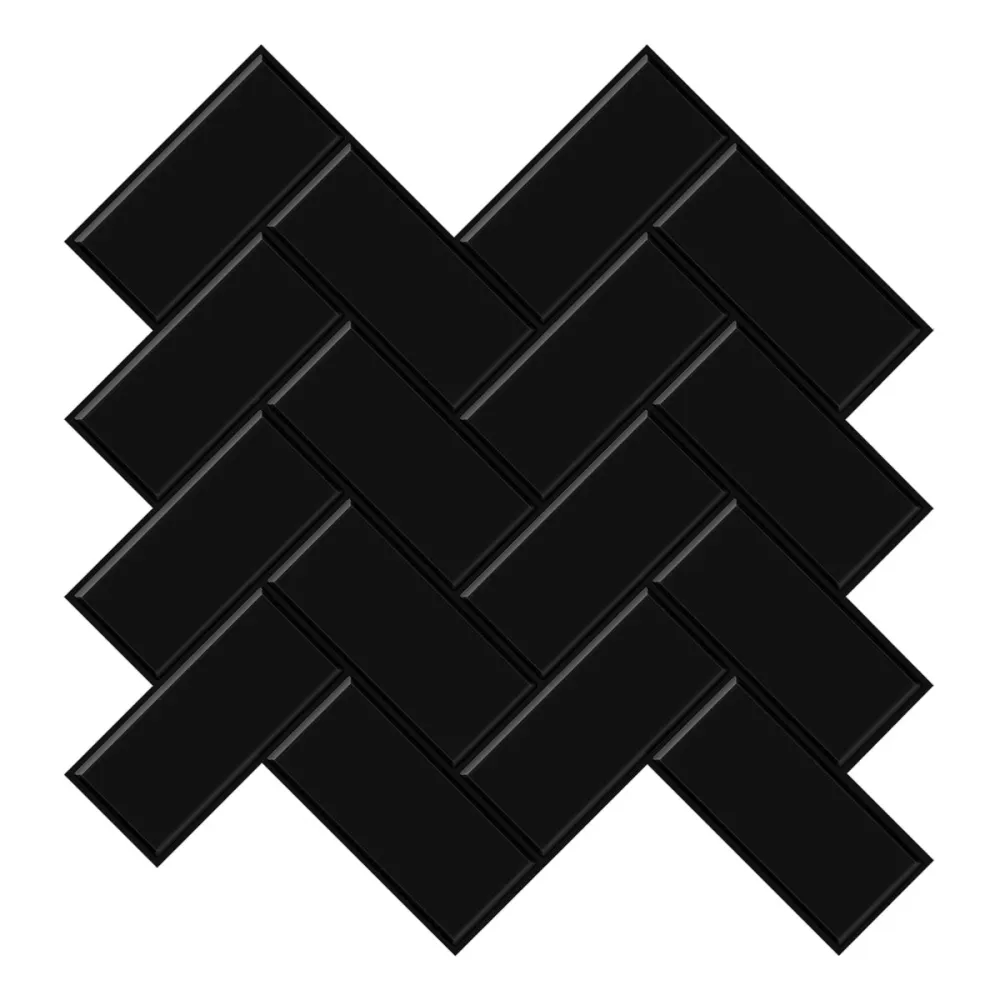 Black Herringbone Peel and Stick Tile Backsplash - Thicker Design