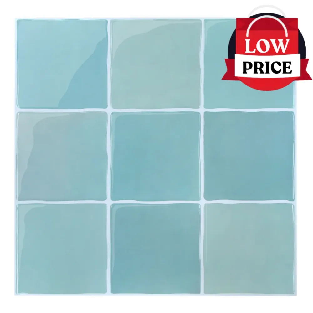 Blue Green ceramica Square Peel and Stick Backsplash Tile - Thicker Design