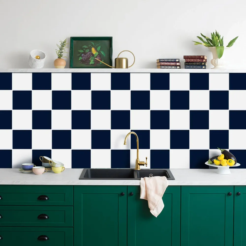 Blue And White Square Peel And Stick Backsplash Tile- Thicker Design | Resistenza IP68