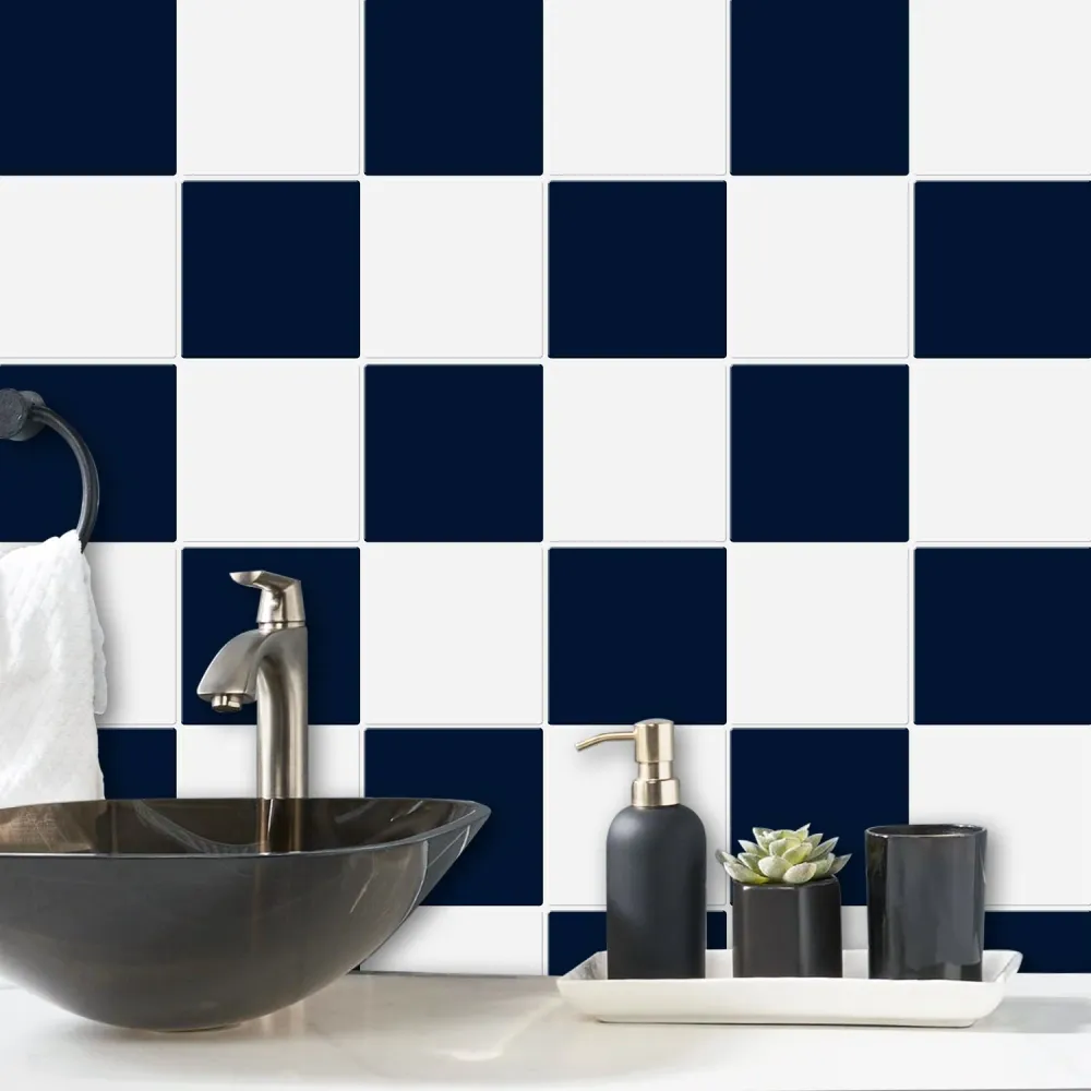 Blue And White Square Peel And Stick Backsplash Tile- Thicker Design | Resistenza IP68