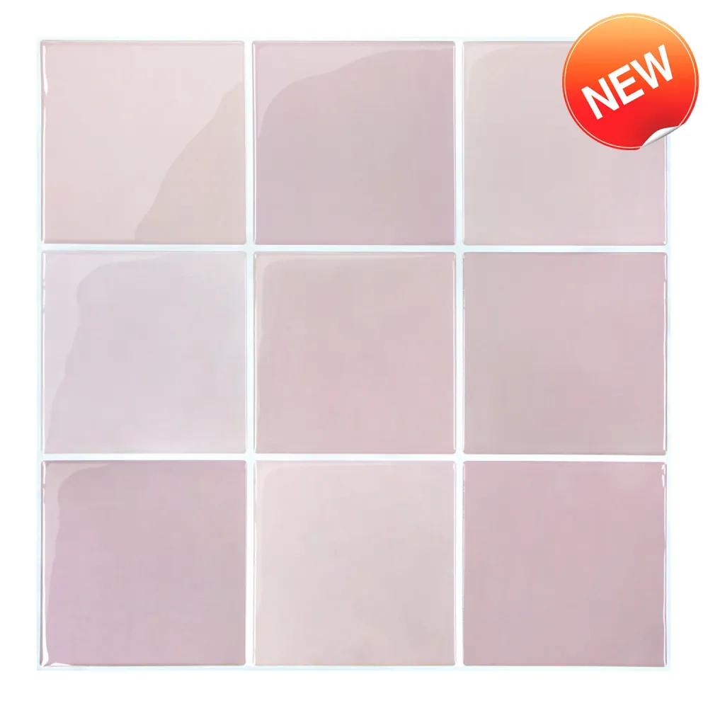 Blush Pink Ceramica Square Peel and Stick Backsplash Tile - Thicker Design