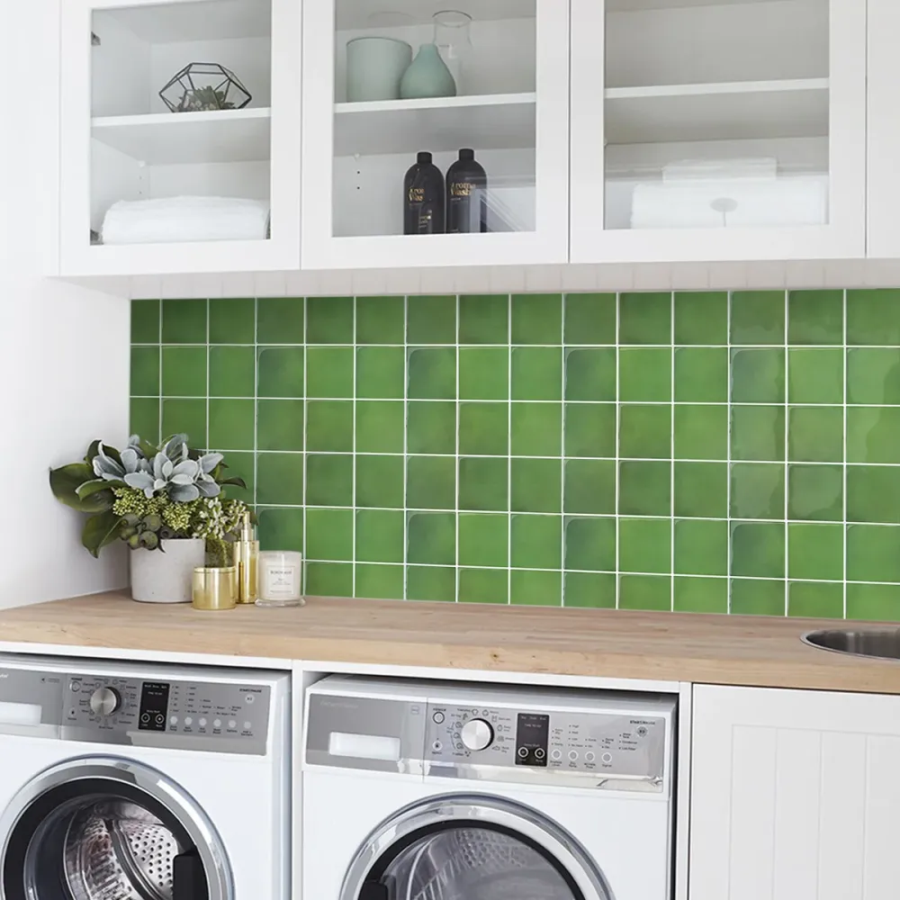 Green Ceramica Square Peel and Stick Backsplash Tile - Thicker Design