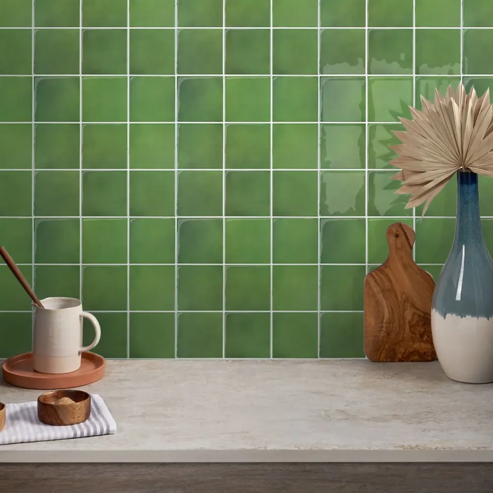 Green Ceramica Square Peel and Stick Backsplash Tile - Thicker Design