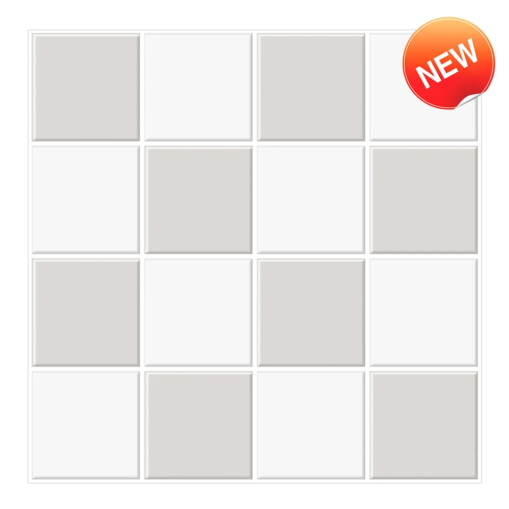 Grey and White Square Peel and Stick Backsplash Tile- Thicker Design Acciaio Zincato