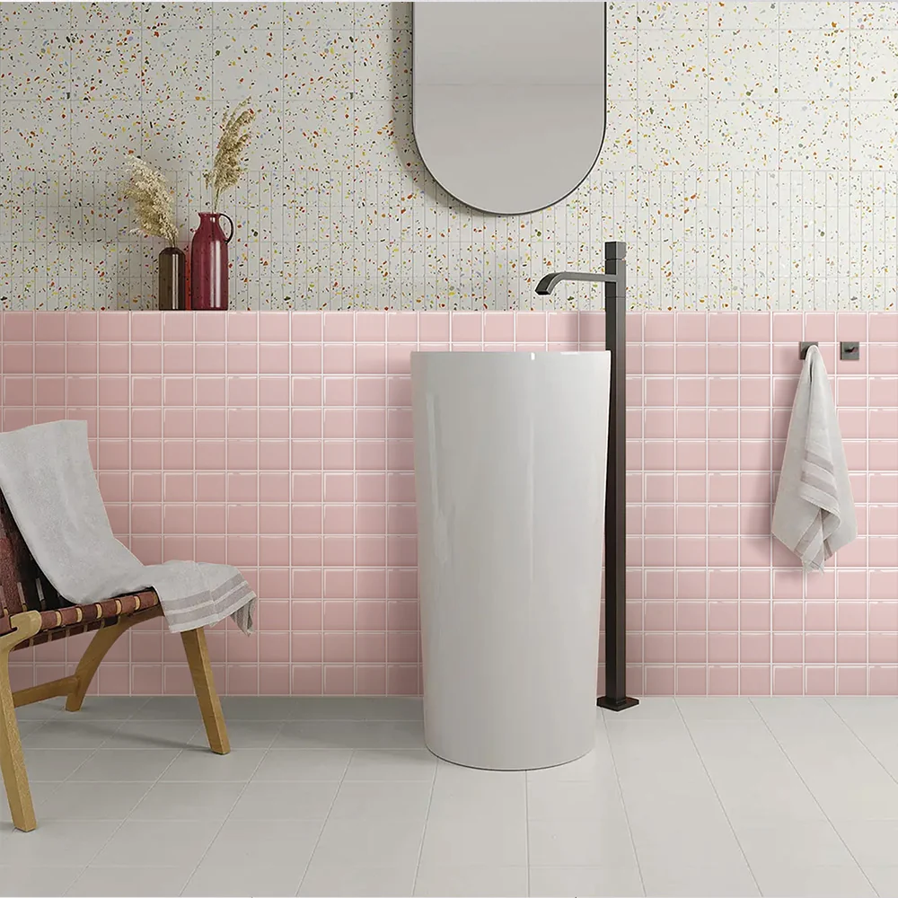 Pink Square Peel and Stick Backsplash Tile per Montaggio Scomparsa