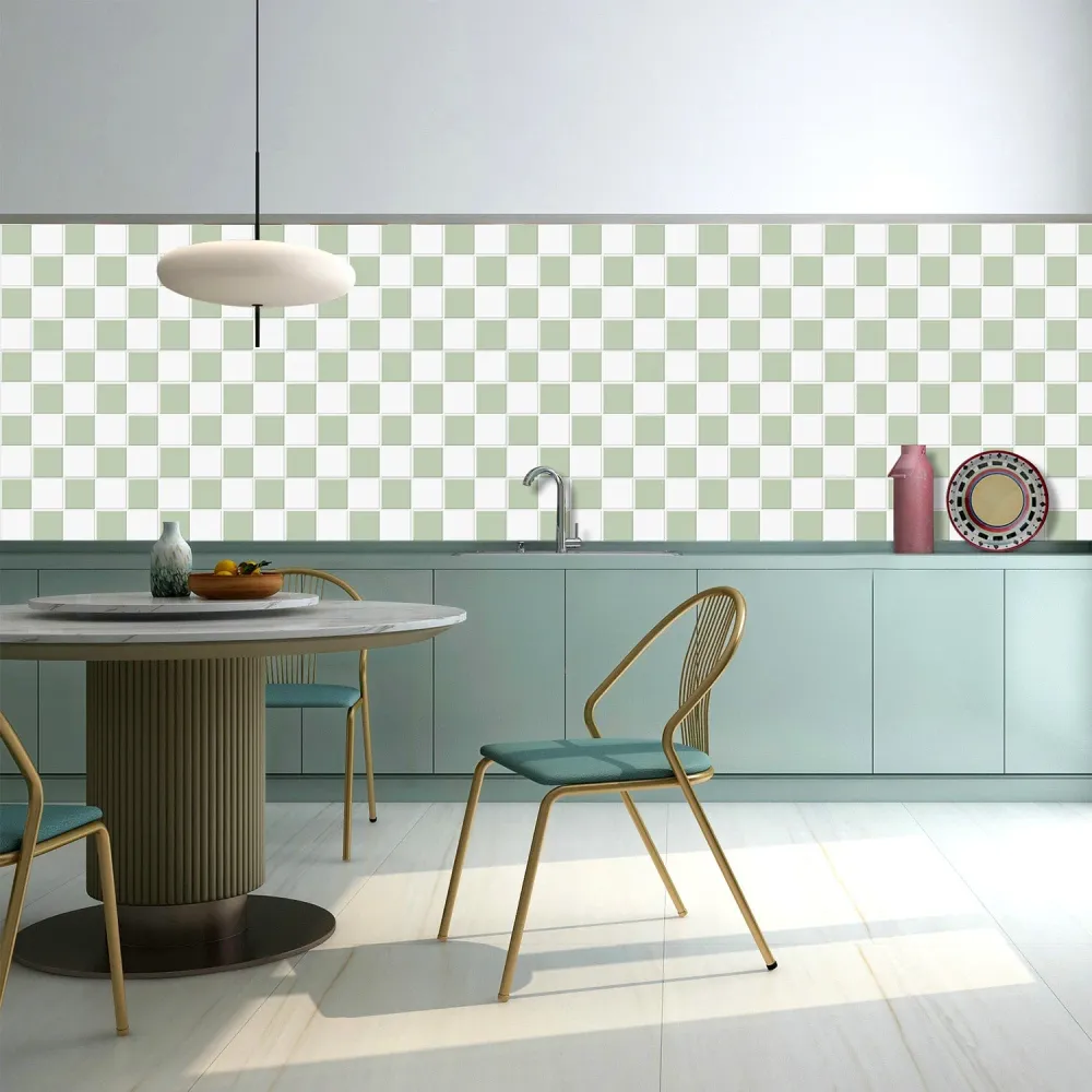 Professionale Antivibrante Green and White Square Peel and Stick Backsplash Tile- Thicker Design