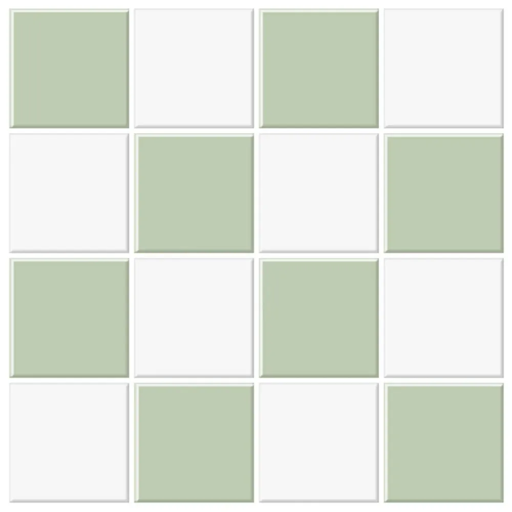 Professionale Antivibrante Green and White Square Peel and Stick Backsplash Tile- Thicker Design