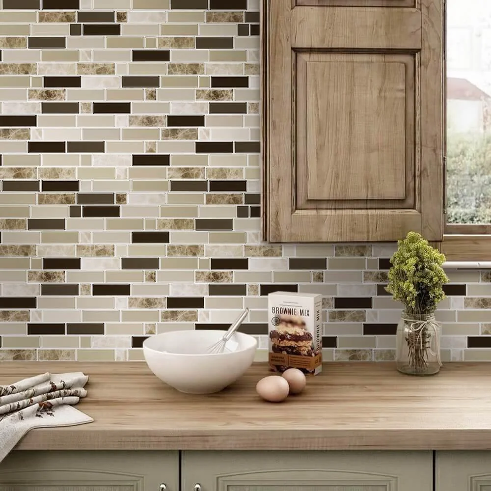 Professionale Antivibrante Light Brown Mosaic Peel and Stick Backsplash Tile - Thicker Design