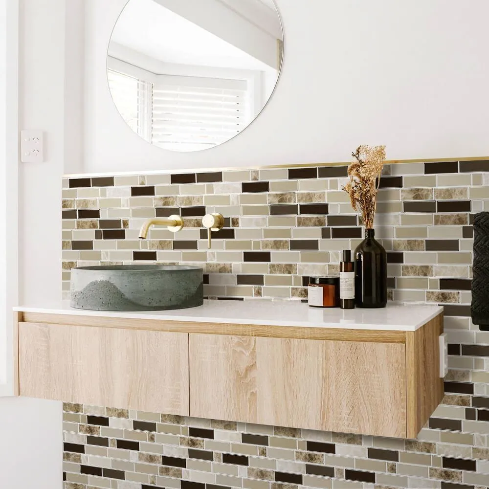 Professionale Antivibrante Light Brown Mosaic Peel and Stick Backsplash Tile - Thicker Design