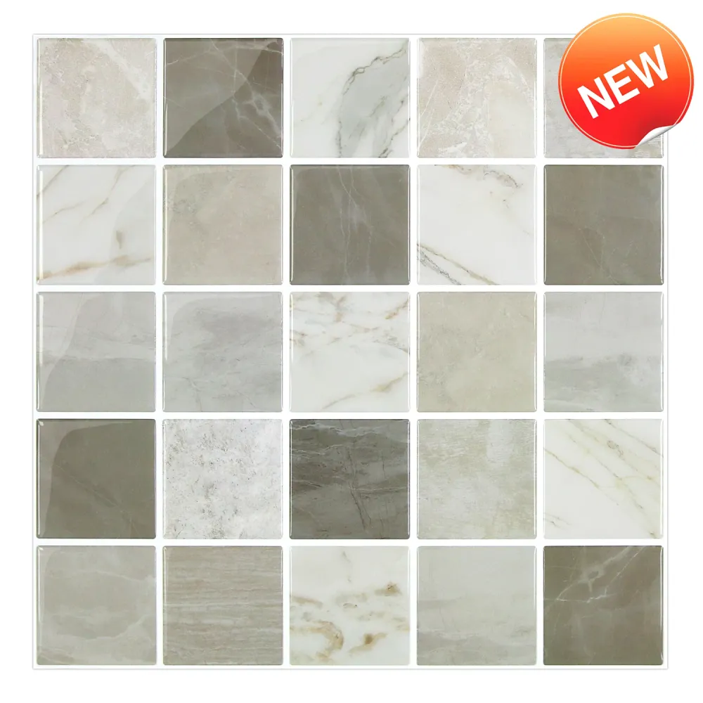 Vintage Mosaic Square Peel and Stick Backsplash Tile - Thicker Design