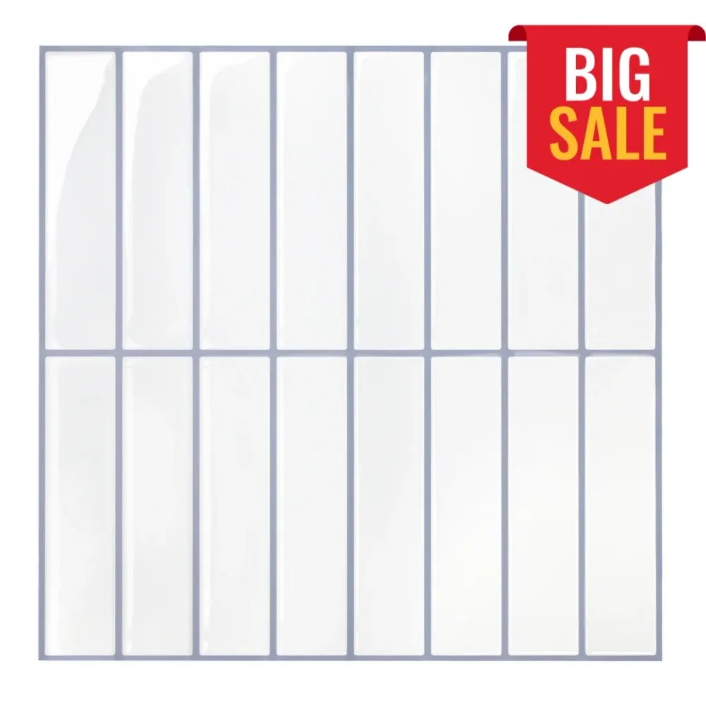 White Gray Linear Peel and Stick Backsplash Tile