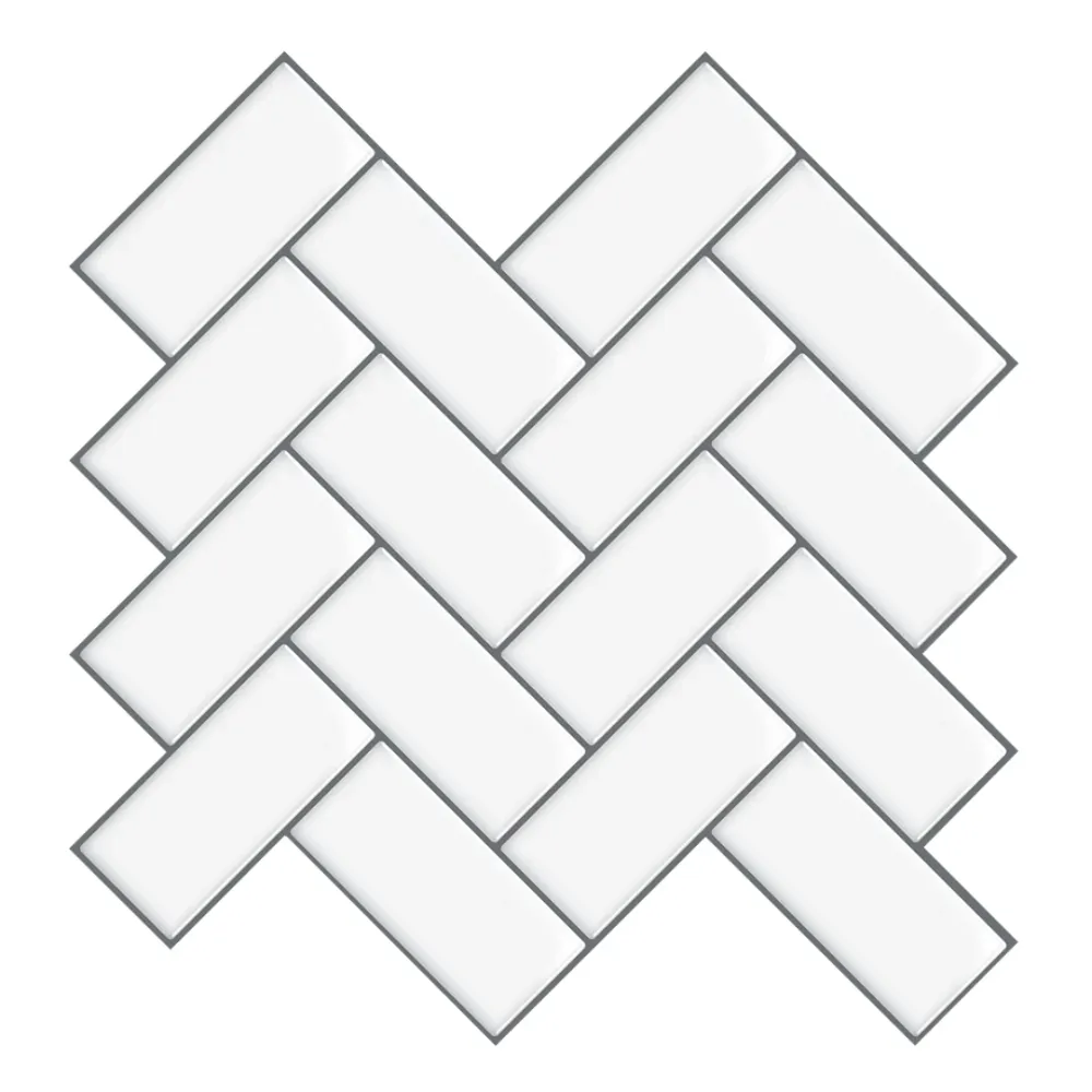 White Herringbone Peel and Stick Backsplash Tile - Thicker Design | Resistenza IP68
