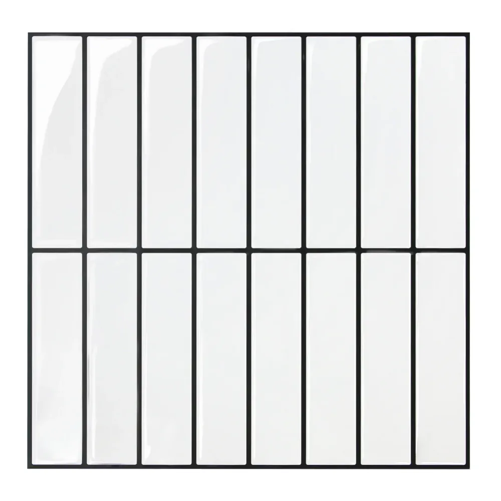White and Nero notte Linear Peel and Stick Backsplash Tile