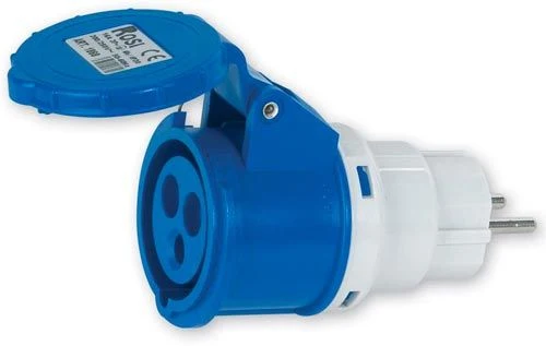 Bottone Pressione Incastro Adattatore civile/industriale spina schuko 16A - presa industriale blu 2P+T 16A 220V Online now
