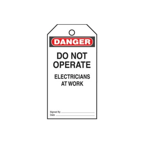 Electricians Danger Header Safety Tag PVT-23-Q con Dado Autobloccante