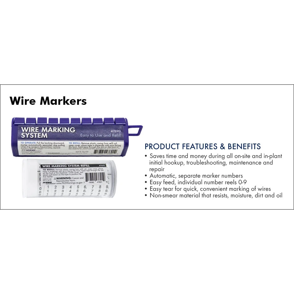 King Innovation - 47690 - Wire Marking System- 1 per pack per Applicazioni Strutturali