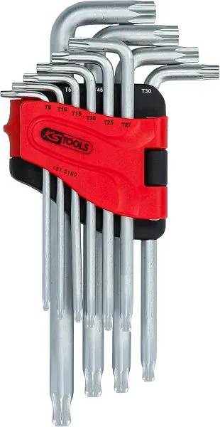 KS Tools Set di chiavi L Torx con testa sferica lunghe 10 pezzi 151.5180