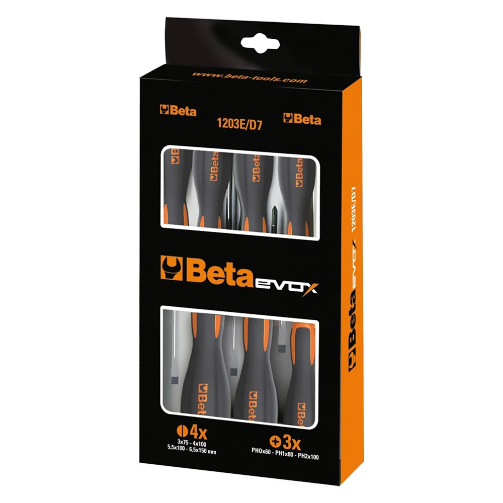 BETA - Serie Giraviti Art. 1203E/D7 Pz 7 ( 4 Taglio + 3 Croce) COD. 531709