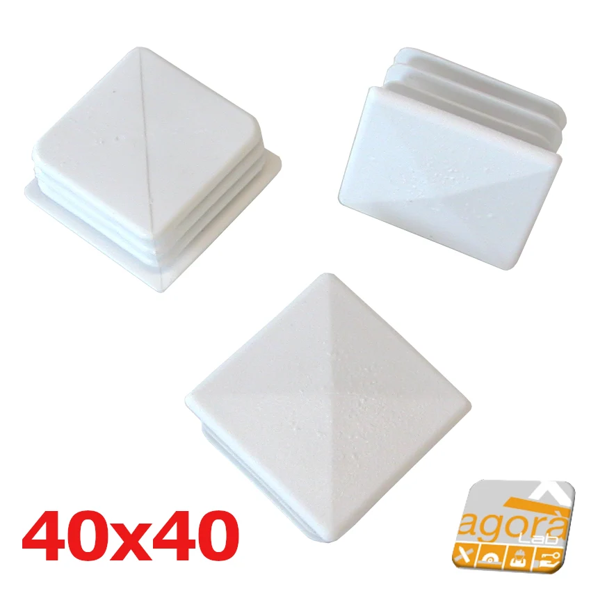 10pz TAPPI TAPPO BIANCO QUADRATO 40x40 PIRAMOIDALE PLASTICA cm4x4 COPRITESTA.