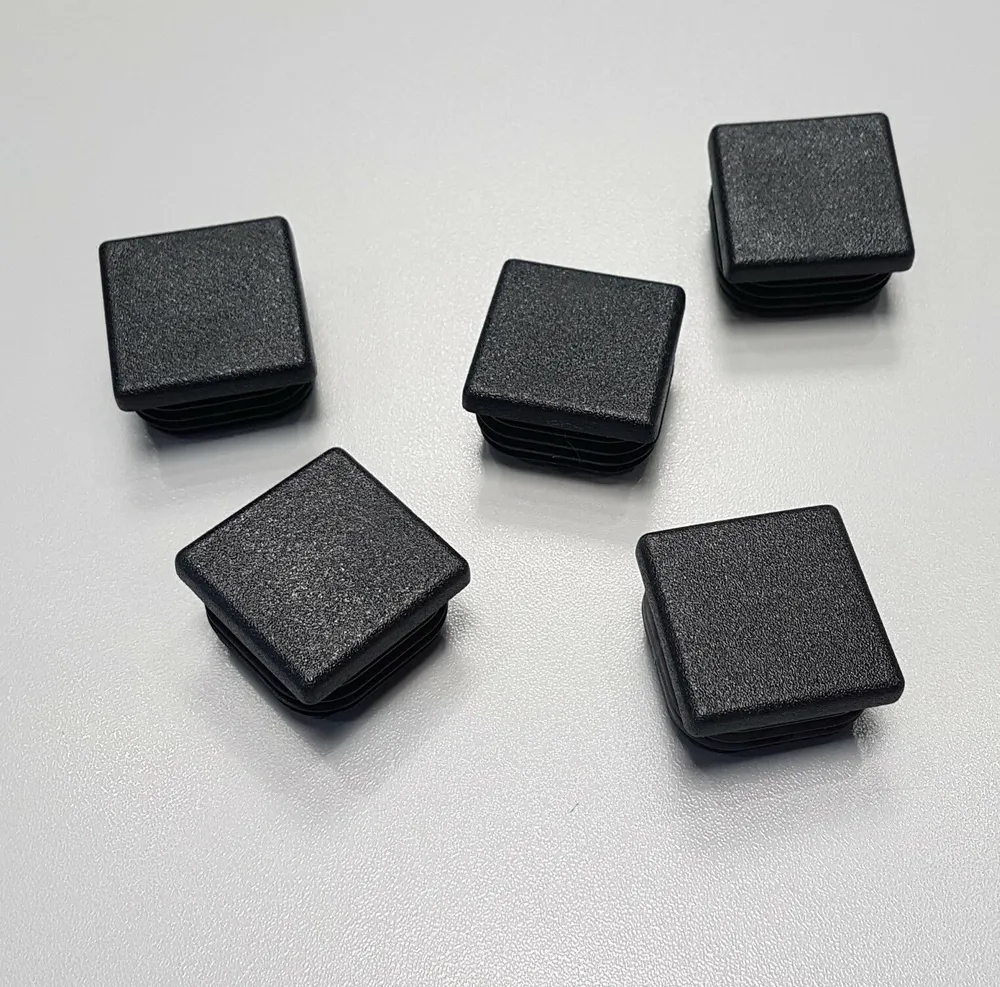 10pz TAPPI TAPPO QUADRATO 35x35mm NERO PLASTICA NUOVO cm 3,5 H 5mm (PUNTALE)