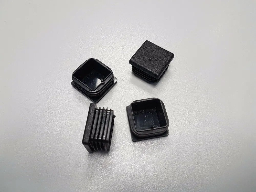 10pz TAPPI TAPPO QUADRATO 35x35mm NERO PLASTICA NUOVO cm 3,5 H 5mm (PUNTALE)