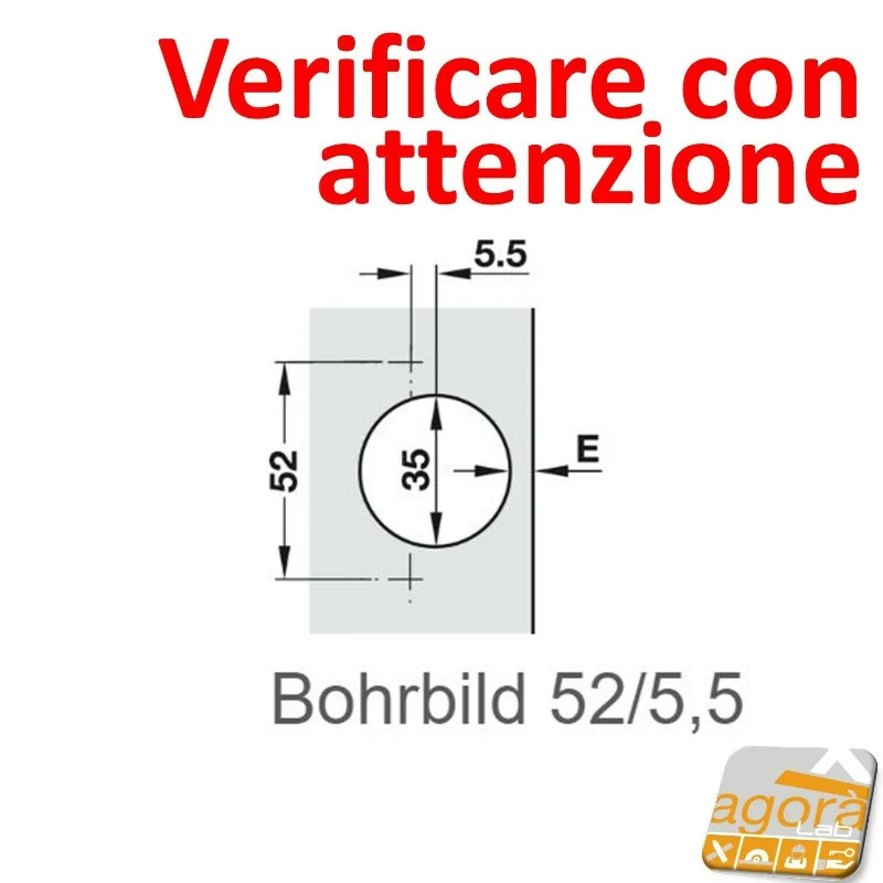 2PZ CERNIERA AMMORTIZZATA CUCINA FORO 35mm COLLO DIRITTO RICAMBIO SALICE WURTH HAFELE int 52