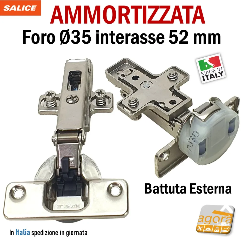 2pz CERNIERA AMMORTIZZATA CUCINA FORO 35mm SOFT RICAMBIO SALICE-WURTH+BASE B.EST int 52